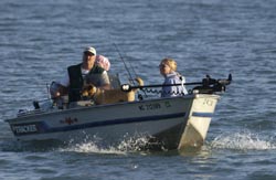 family in boat
